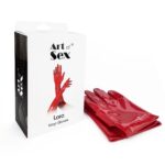 Глянсові вінілові рукавички Art of Sex - Lora, розмір L, колір Червоний - Зображення 2