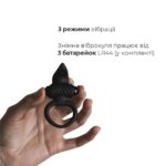 Ерекційне віброкільце Adrien Lastic Lingus Black з язичком і щіточкою для стимуляції клітора - Зображення 3