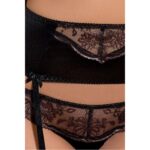 Комплект білизни Passion Exclusive BRIDA SET OpenBra S/M, black, трусики-танга, пояс, відкритий ліф - Зображення 3