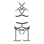 Комплект білизни Passion Exclusive MORGAN SET OpenBra S/M, black, стрепи, трусики, ліф, пояс - Зображення 5