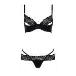 Комплект білизни Passion Exclusive NORTH SET S/M, black, ліф и трусики з елементами під латекс - Зображення 5