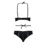 Комплект белья Passion Exclusive NAVEL SET L/XL, black, трусики и лиф с элементами под латекс - Зображення 6
