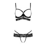 Комплект білизни Passion Exclusive SARIA SET OpenBra L/XL, black, стрепи, відкритий ліф, стрінги - Зображення 5