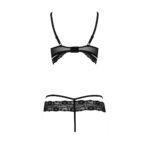 Комплект білизни Passion Exclusive SARIA SET OpenBra L/XL, black, стрепи, відкритий ліф, стрінги - Зображення 6