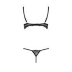Комплект білизни Passion Exclusive VALERY SET OpenBra S/M, black, стрепи, трусики, відкритий ліф - Зображення 6