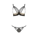 Комплект білизни Passion Exclusive VALERY SET OpenBra S/M, black, стрепи, трусики, відкритий ліф - Зображення 5