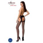 Еротичні колготки-бодістокінг Passion S006 black, імітація панчіх у велику сітку та пояса - Зображення 4