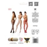 Еротичні колготки-бодістокінг Passion S021 red, в крупну сітку з високим паском - Зображення 5