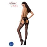 Сексуальні колготки-бодістокінги Passion S022 One Size, Black, імітація панчіх і пояса з гартерами - Зображення 4