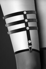 Гартер на ногу Bijoux Pour Toi - 3 THONGS Black, сексуальна підв'язка, екошкіра - Зображення 2