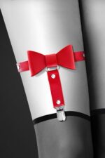 Гартер на ногу Bijoux Pour Toi - WITH BOW Red, сексуальна підв'язка з бантиком, екошкіра - Зображення 2