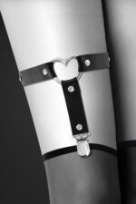 Гартер на ногу Bijoux Pour Toi - WITH HEART Black, сексуальна підв'язка з сердечком, екошкіра - Зображення 2
