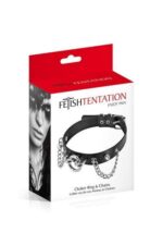 Нашийник ланцюжками, шипами і кільцем Fetish Tentation Choker Rings and Chains, екошкіра - Зображення 2