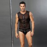 Чоловічий еротичний костюм "Романтичний Стівен" One Size Black: напівпрозорі трусики і маєчка - Зображення 3