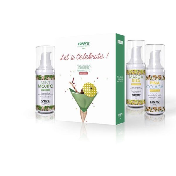Розпродаж!!! Набір зігріваючих масажних олій EXSENS Lets Celebrate (3х30 мл) (термін 07.2025)