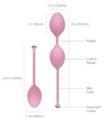 Розкішні вагінальні кульки PILLOW TALK - Frisky Pink з кристалом, діаметр 3,2 см, вага 49-75гр - Зображення 8