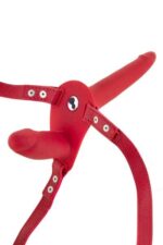 Подвійний страпон з вібрацією Fetish Tentation Vibrating Strap-On with Double Dildo Red - Зображення 2