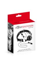 Повітропроникний кляп із затискачами для сосків Fetish Tentation Rigid Gag Ball with Nipple Clamps - Зображення 2