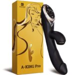 Вакуумний вібратор-кролик з підігрівом KISTOY A-King Pro Black, з LED-екраном - Зображення 4
