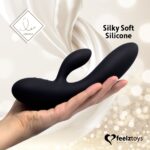 Гнучкий вібратор кролик з двома моторами FeelzToys Lea Rabbit Vibrator Black - Зображення 4