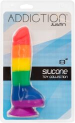 Райдужний фалоімітатор ADDICTION - JUSTIN - 8 "- RAINBOW, 20,3 см, силікон, вібропуля в подарунок - Зображення 6