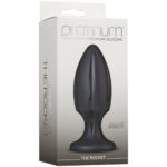 Анальний плаг із каналами для змащення Doc Johnson Platinum Premium Silicone — The Rocket — Black - Зображення 2