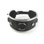 Ошейник из натуральной кожи со стразами и кольцом Art of Sex -  Collar Ring - Зображення 2