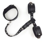 Фіксатори для шиї та рук Art of Sex - Bondage Set з натуральної шкіри, колір чорний - Зображення 3