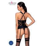 Сітчастий комплект із візерунком, корсет, підв'язки, трусики Passion HIMA CORSET XXL/XXXL black - Зображення 2