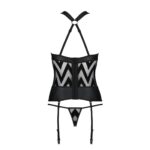 Сітчастий комплект із візерунком, корсет, підв'язки, трусики Passion HIMA CORSET XXL/XXXL black - Зображення 6