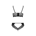 Комплект з еко-шкіри та мережива Passion LOONA SET S/M, black, бра і трусики - Зображення 6