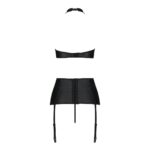 Комплект з еко-шкіри імітація шнурівки Passion NANCY SET XXL/XXXL black топ трусики пояс для панчіх - Зображення 4