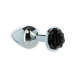 Металева анальна пробка Lux Active з трояндою - Rose Anal Plug - Black, віброкуля в подарунок - Зображення 2