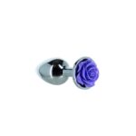 Металева анальна пробка Lux Active з трояндою - Rose Anal Plug - Purple, віброкуля в подарунок - Зображення 2