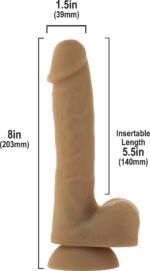 Гнучкий фалоімітатор на присосці ADDICTION — ANDREW 8″ Silicone Dong — Caramel, віброкуля в подаруно - Зображення 9