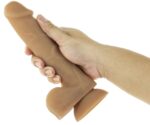 Гнучкий фалоімітатор на присосці ADDICTION — ANDREW 8″ Silicone Dong — Caramel, віброкуля в подаруно - Зображення 4