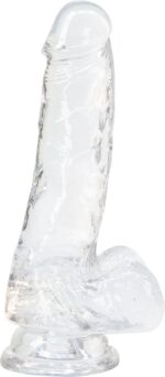 Прозорий фалоімітатор на присосці ADDICTION — Clear Dildo with Balls 7″, віброкуля в подарунок - Зображення 6