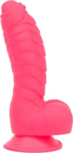 Ребристий фалоімітатор на присосці ADDICTION — Tom 7″ Dildo With Balls — Pink, віброкуля в подарунок - Зображення 7