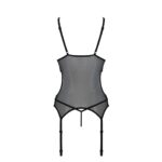 Корсет із підв’язками та ажурним ліфом Passion CHRISTA CORSET L/XL, black, стрінги в комплекті - Зображення 6