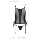 Сітчастий корсет з люверсами та знімними пажами Passion MALWIA CORSET S/M, black, екошкіра, стрінги - Зображення 7