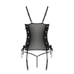 Сітчастий корсет з люверсами і знімними пажами Passion MALWIA CORSET 2XL/3XL black екошкіра, стрінги - Зображення 6
