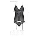 Корсет із пажами, трусики з ажурним декором та відкритим кроком Passion URSULA CORSET S/M, black - Зображення 6