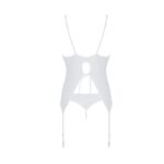 Корсет із пажами, трусики з ажурним декором та відкритим кроком Passion URSULA CORSET XXL/XXXL white - Зображення 4