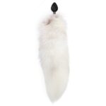 Силіконова анальна пробка з хвостом із натурального хутра Art of Sex size M White fox - Зображення 2