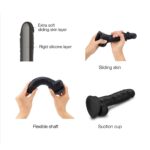 Реалістичний фалоімітатор Strap-On-Me Sliding Skin Realistic Dildo Black XXL, ефект рухливої шкіри - Зображення 3
