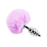 Металева анальна пробка Кролячий хвостик Alive Fluffy Twist Plug L Purple, діаметр 3,8 см - Зображення 2