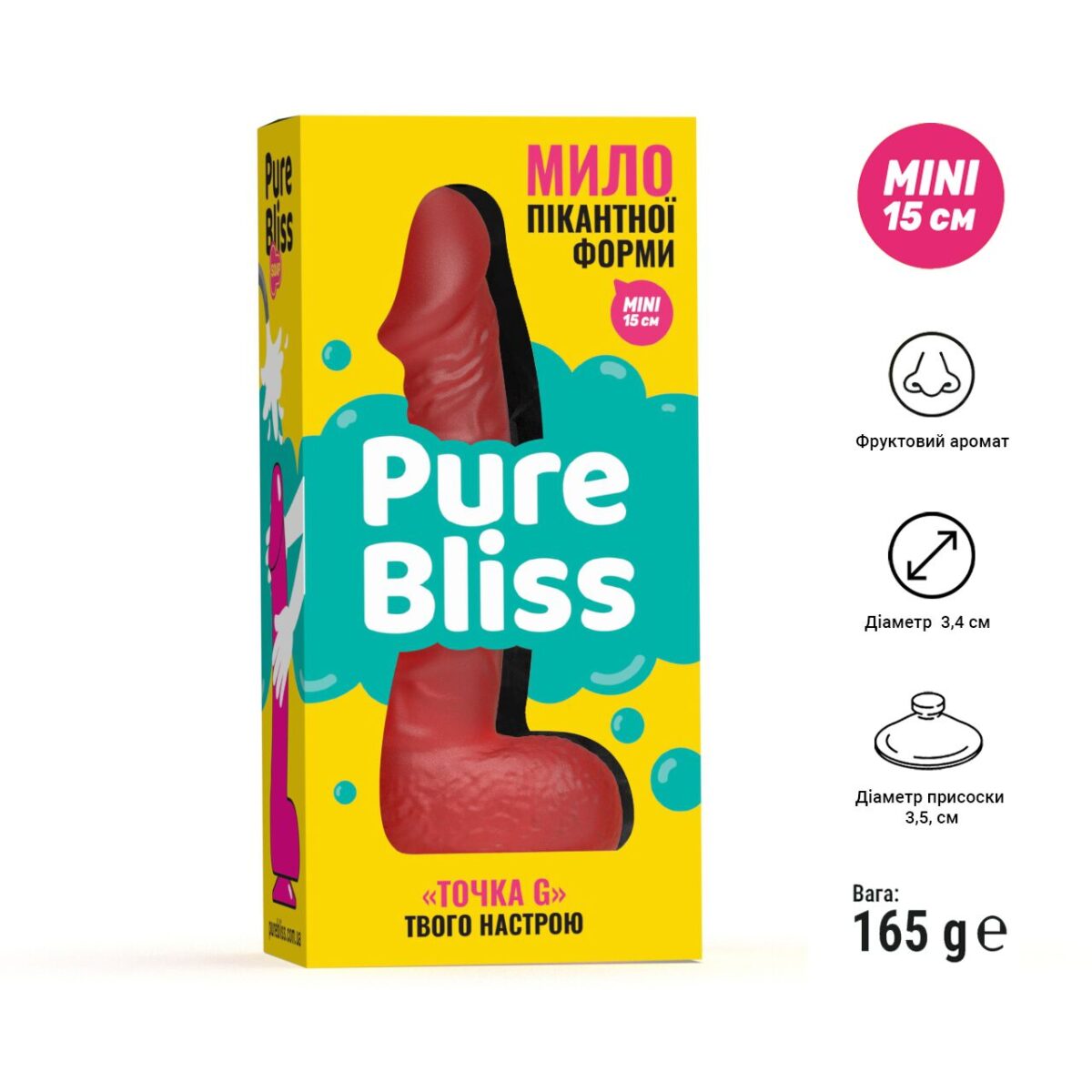 Крафтове мило-член із присоскою Pure Bliss MINI Red, натуральне - Зображення 6