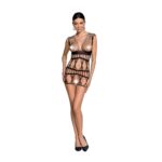 Бодістокінг-сукня Passion BS089 black, міні, плетіння у вигляді павутини - Зображення 3
