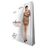 Бодістокінг-сукня з глибоким коміром Passion BS093 black, довгі рукави - Зображення 6
