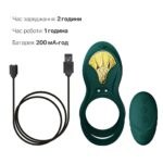 Смарт-ерекційне кільце Zalo -  BAYEK Turquoise Green, подвійне з ввідною частиною, пульт ДК - Зображення 6